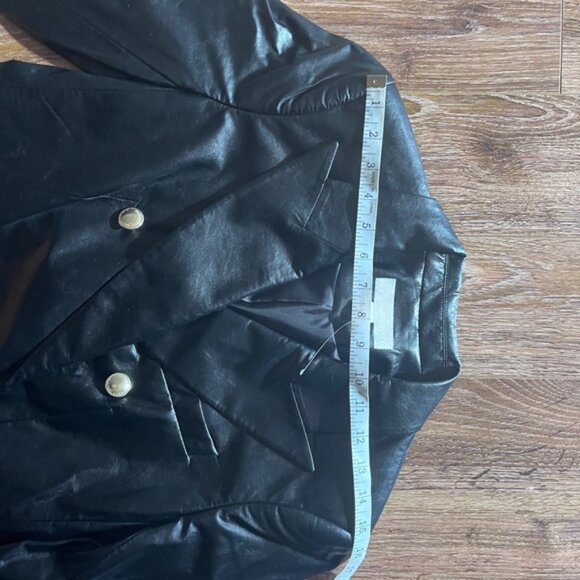 Michael kors Black faux Leather Blazer with Gold Buttons size 4 new - Picture 6 of 8